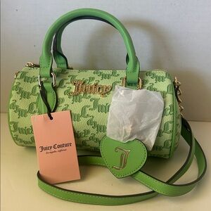 ✨💚 NWT Juicy Couture Pep In Her Step Mini Barrel Bag Green Monogram 💎 RARE